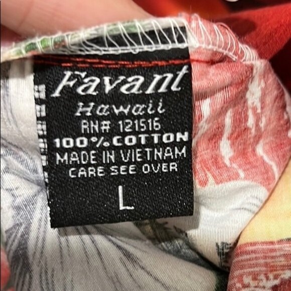 Favant Hawai button down 100% cotton shirt size Large - Picture 6 of 8